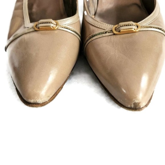 Bally Women's Leather Tan Low Heel Pumps - Picture 6 of 7